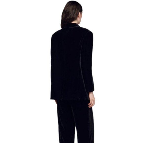 Sandro Velvet Blazer Jacket Black NWOT Size 38 US 10 - Picture 3 of 7